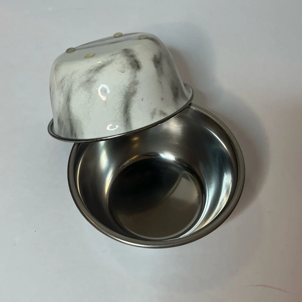 2 Pk Hydro Selecta Pet Bowl with Silicone Feet & HydroFilm 450ML Marble/Gray NEW